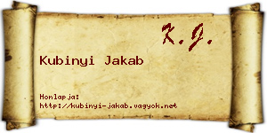 Kubinyi Jakab névjegykártya